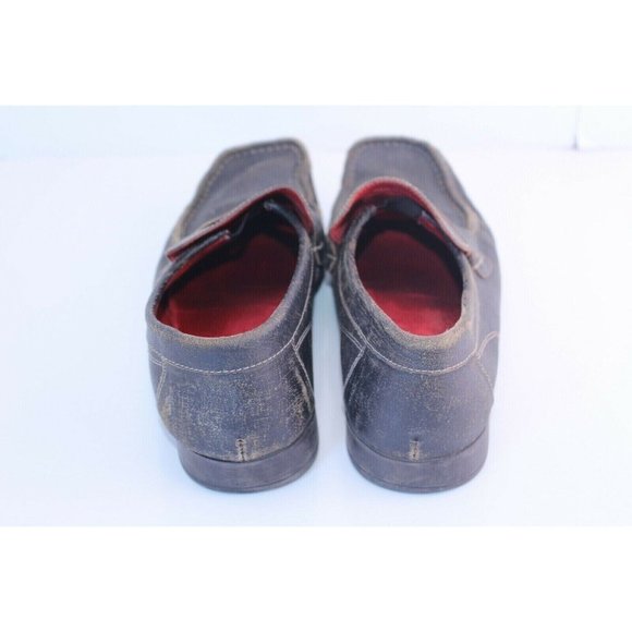 Aldo Mens Black Rugged Leather Loafers Slip On Casual Shoes Size US 9.5 Eur 43 - Picture 4 of 5